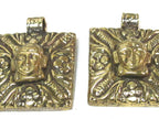 1 pendant - Tibetan buddha pendant - square shape Buddha pendant antiqued golden color phoenix eagle bird carving on other side - PM589C
