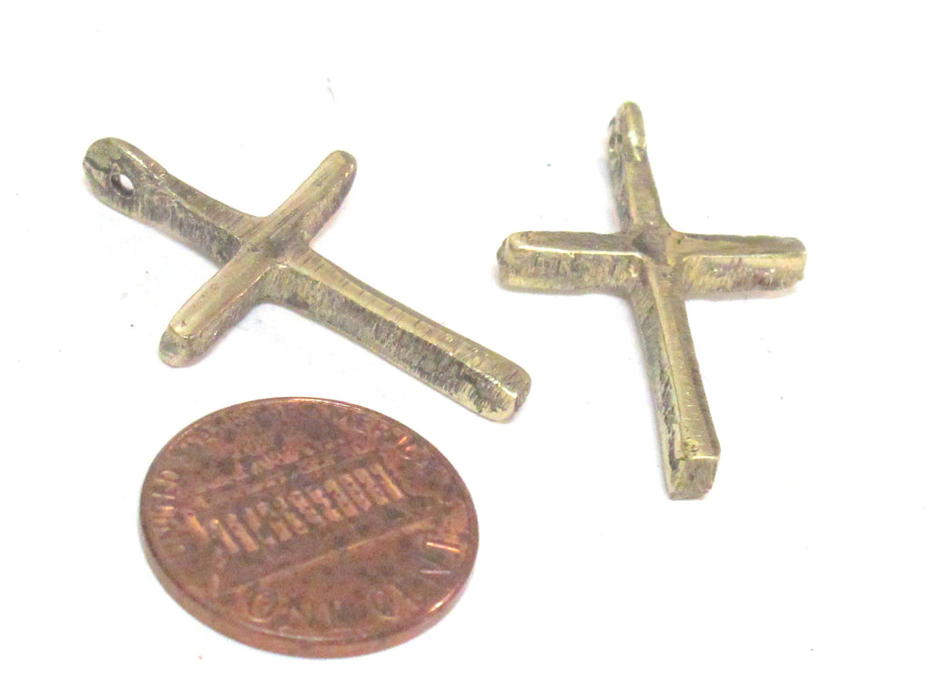 6 pendants lot - Small size Tibetan solid brass cross charm pendants - PM259D custom designs copyright Nepalbeadshop
