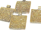 1 pendant - Tibetan buddha pendant - square shape Buddha pendant antiqued golden color phoenix eagle bird carving on other side - PM589C