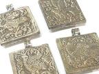 1 pendant - Tibetan silver square shape Buddha pendant detailed carving with phoenix eagle bird design on other side - PM588C