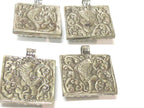 1 pendant - Tibetan silver square shape Buddha pendant with fish symbol design carved on other side - PM588D