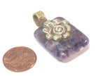 1 pendant - Reversible Ethnic Tibetan Nepal amethyst gemstone Pendant with floral bail carving - PM593