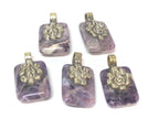 1 pendant - Reversible Ethnic Tibetan Nepal amethyst gemstone Pendant with floral bail carving - PM593