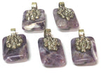 1 pendant - Reversible Ethnic Tibetan Nepal amethyst gemstone Pendant with floral bail carving - PM593