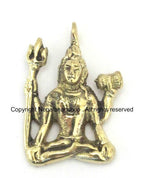 Hindu Lord Shiva seated with trident and dumru brass pendant - CP041 custom design copyright Nepalbeadshop