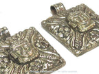 1 pendant - Tibetan silver square shape Buddha pendant detailed carving with floral design on other side - PM588A Copyright Nepalbeadshop