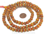 108 beads - Tibetan mala beads 8mm Tibetan Nepal honey yellow resin 108 mala beads Guru bead brass ,turquoise inlay - ML109A