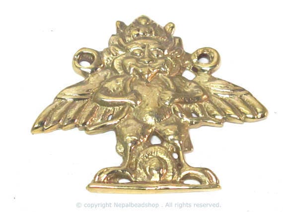 Ethnic Nepal Bird King Garuda Eagle Brass Pendant with double bail hole on sides - CP046B custom design copyright Nepalbeadshop