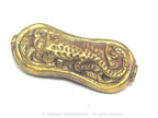 1 Bead - Large reversible Tibetan brass bead from Nepal with carved alligator lizard gecko - jewelry making supplies - BD185B