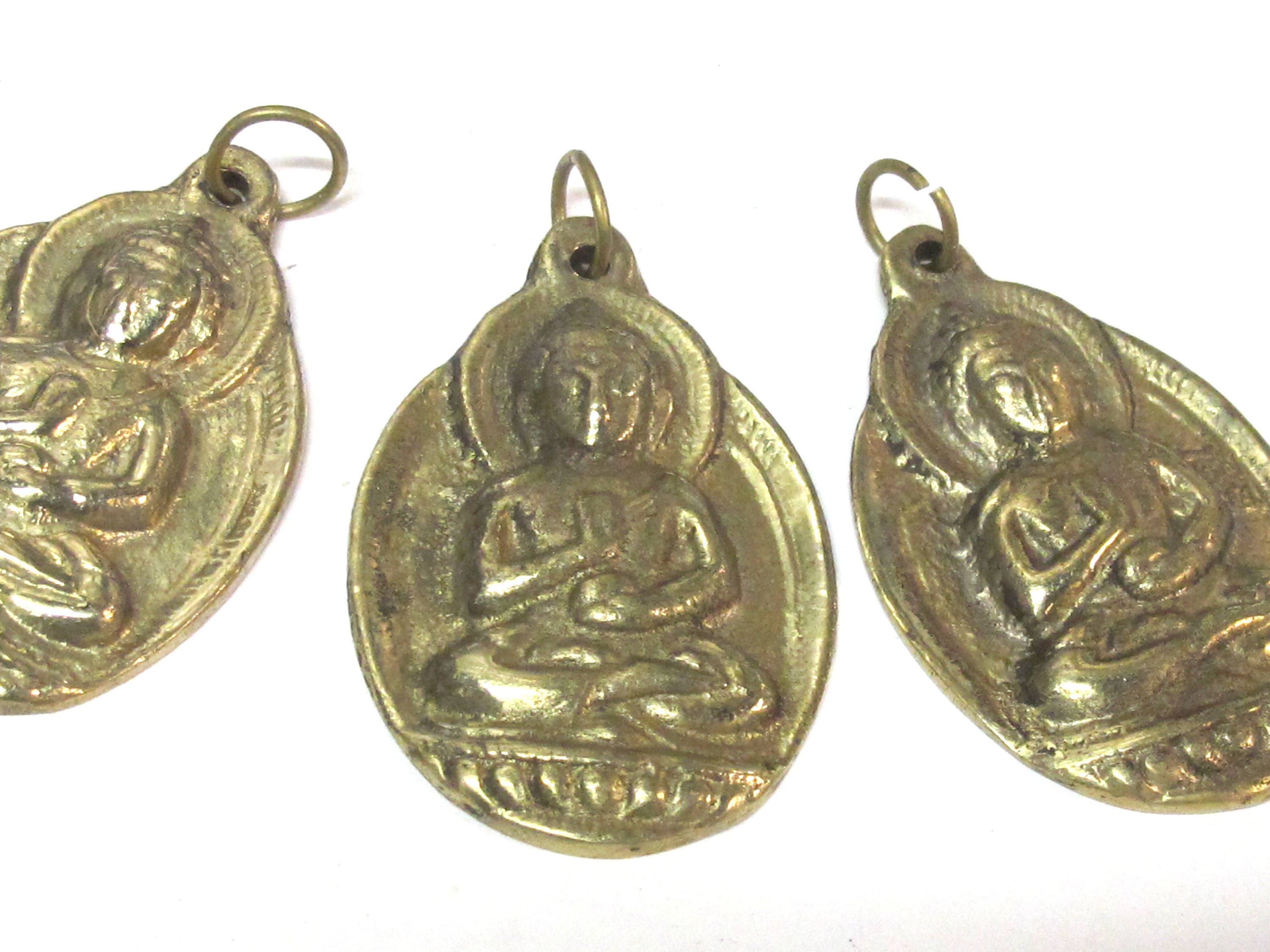 3 Pendants set - Large size Tibetan Brass Buddha pendants - CP025s
