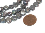 1 Full strand - Peacock Grey color irridescent freshwater cultured pearl beads 15 inches center hole drilled - PL026B