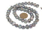 1 Full strand - Peacock Grey color irridescent freshwater cultured pearl beads 15 inches center hole drilled - PL026B