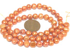 1 Full Strand - Rustic peachy brown color freshwater cultured pearl s 15 inches - PL007B