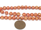 1 Full Strand - Rustic peachy brown color freshwater cultured pearl s 15 inches - PL007B