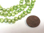 1 Full strand - Green color freshwater cultured pearl beads 15 inches strand - PL030C