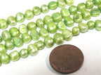 1 Full strand - Green color freshwater cultured pearl beads 15 inches strand - PL030C