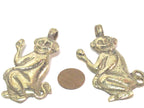 1 Pendant - Tibetan brass monkey pendant with floral carving on other side from Nepal - PM598