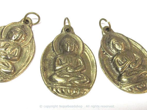 3 Pendants set - Large size Tibetan Brass Buddha pendants - CP025s