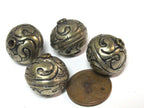 2 Beads-Tibetan silver tone floral repousse ethnic light weight bead from Nepal - BD852K