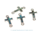 2 cross charm connectors - Small size Paua Shell inlaid cross charm connectors - 2 pieces - BD360T