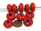 10 Beads -Tibetan Nepal Ethnic red Nepalese sherpa glass donut shape beads - BD167C