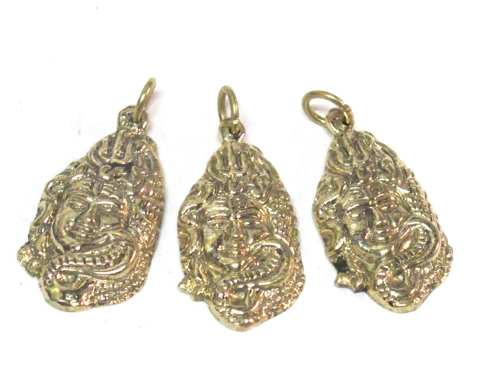 1 Pendant - Hindu Lord Shiva symbol trident snake brass charm pendant - CP130