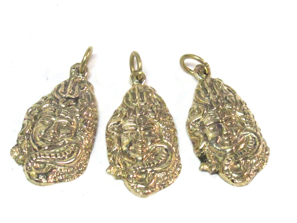 1 Pendant - Hindu Lord Shiva symbol trident snake brass charm pendant - CP130