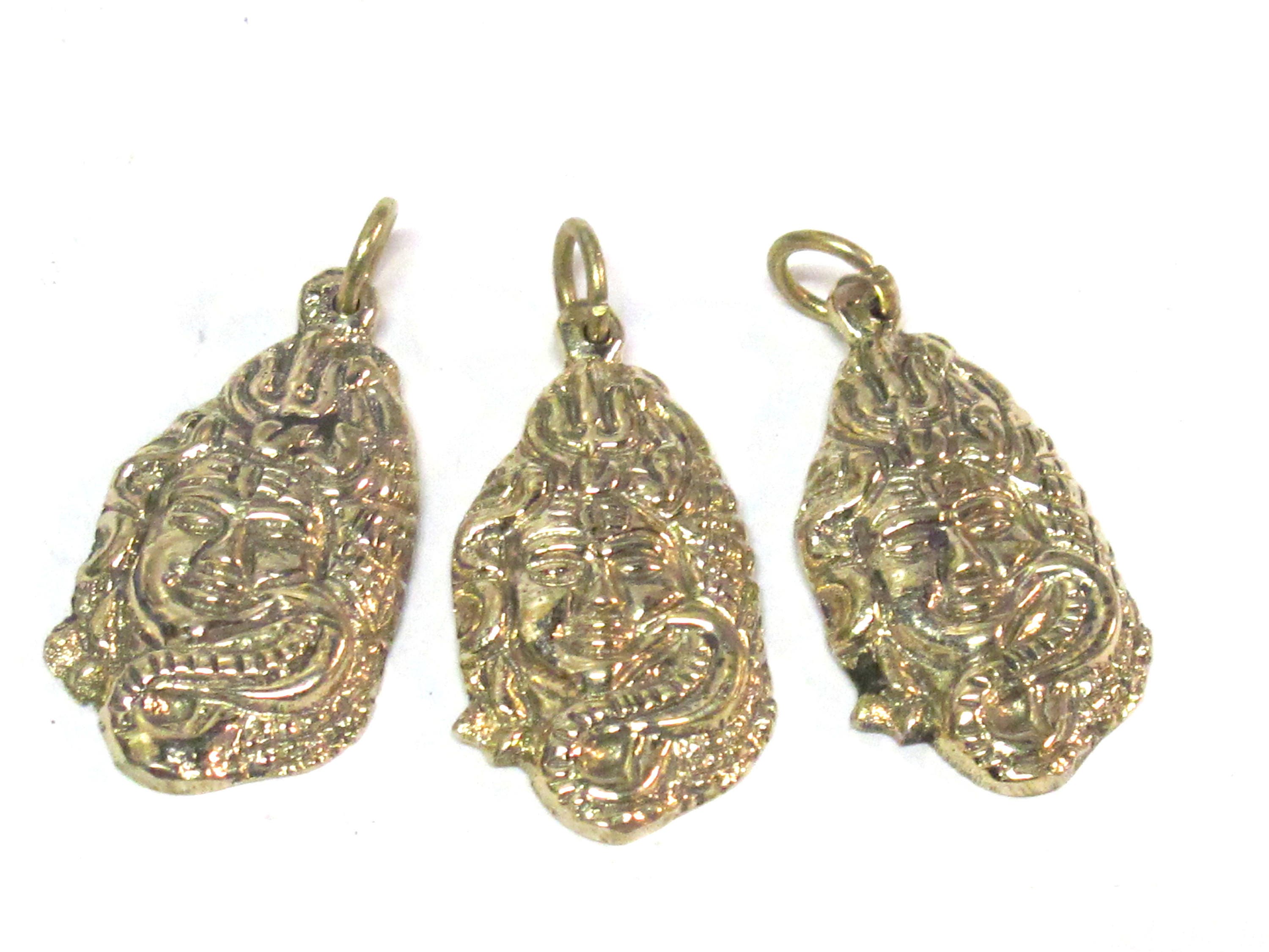 1 Pendant - Hindu Lord Shiva symbol trident snake brass charm pendant - CP130