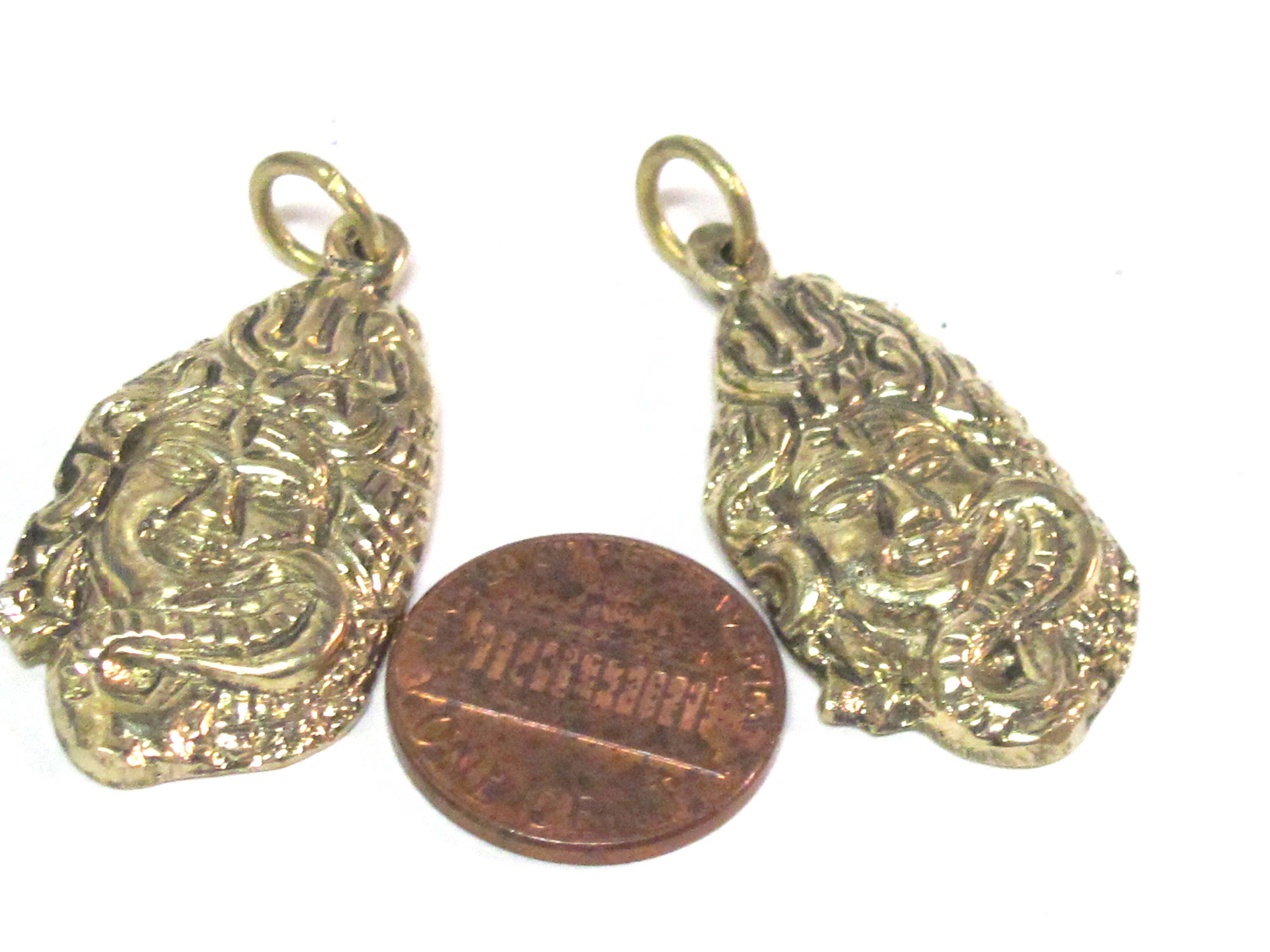 1 Pendant - Hindu Lord Shiva symbol trident snake brass charm pendant - CP130