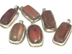 2 Pendants - Himalayan natural carnelian gemstone tibetan silver pendant with reverse side flower carving - PM577Ex