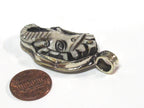 1 Pendant - Intricate carved ethnic Hindu lord Ganesha recycled cattle bone pendant with floral carving on reverse side -- PB007H