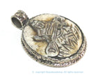1 Pendant - Intricate carved ethnic Hindu Goddess Saraswati Maa recycled cattle bone pendant with floral carving on reverse side - PB007K