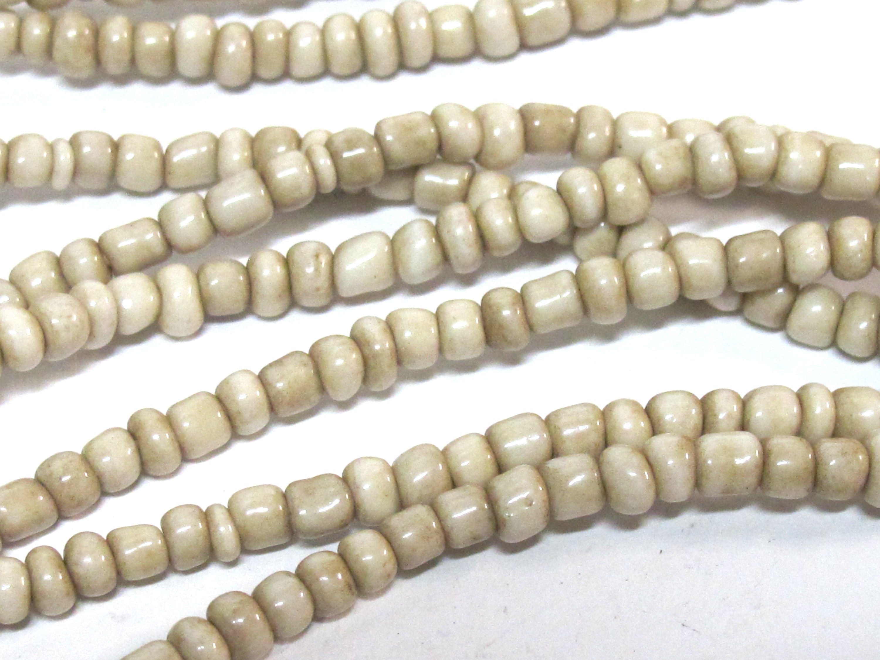 50 beads - Small size spacer Ghana cream cream white color african glass beads - AB005B