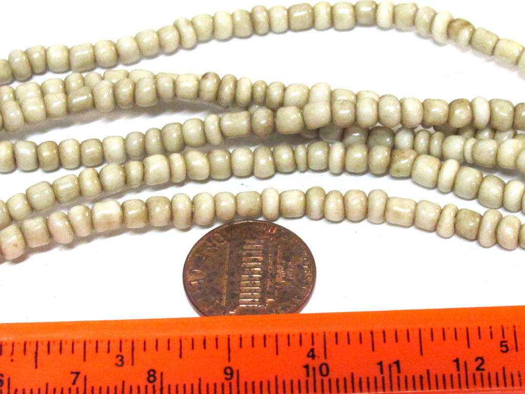 50 beads - Small size spacer Ghana cream cream white color african glass beads - AB005B
