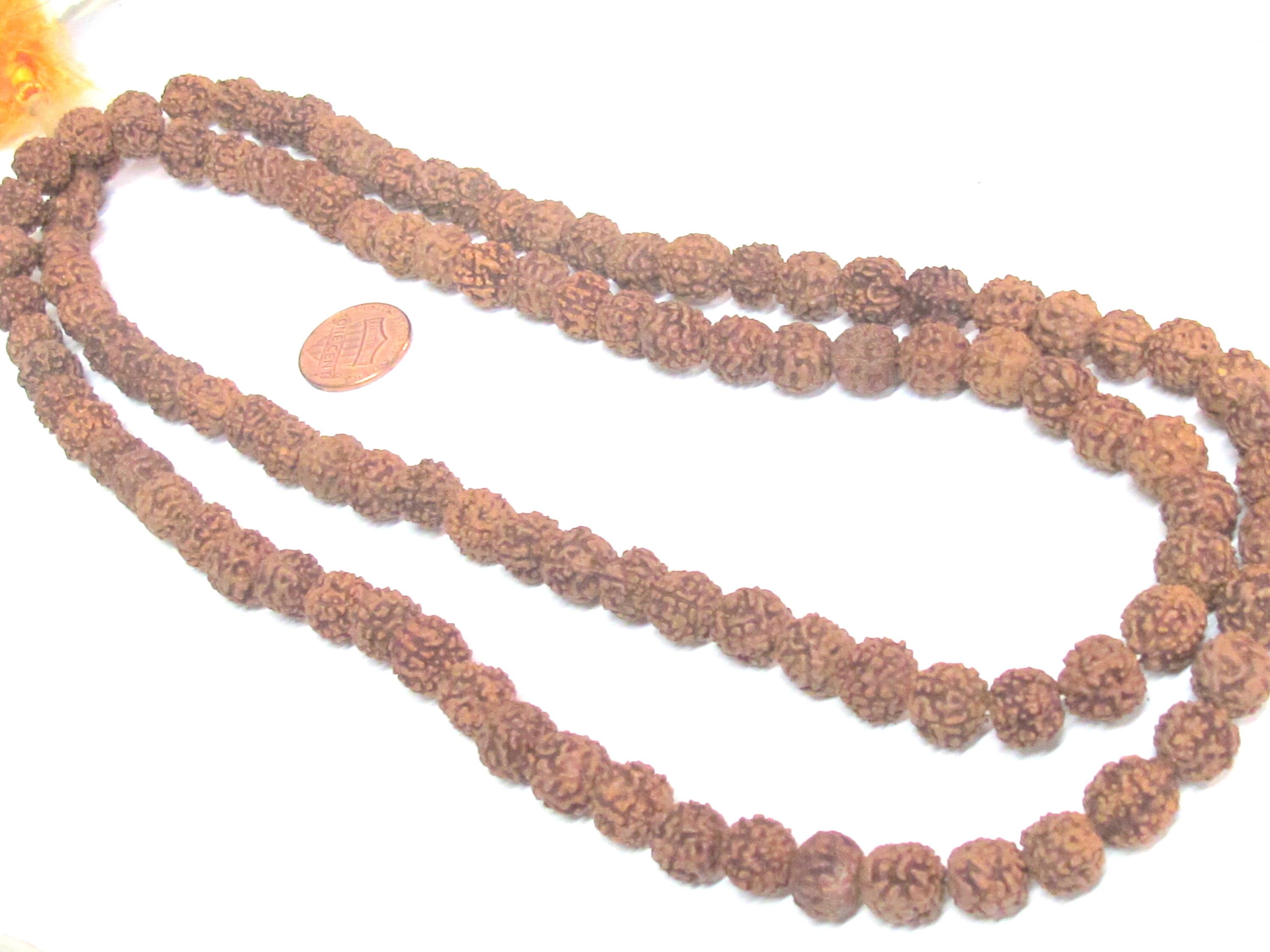 Rudraksha beads -108 beads-Natural Rudraksha seed beads from Nepal 9 - 10 mm - tibetan mala supplies Nepal rudraksha beads ML072A