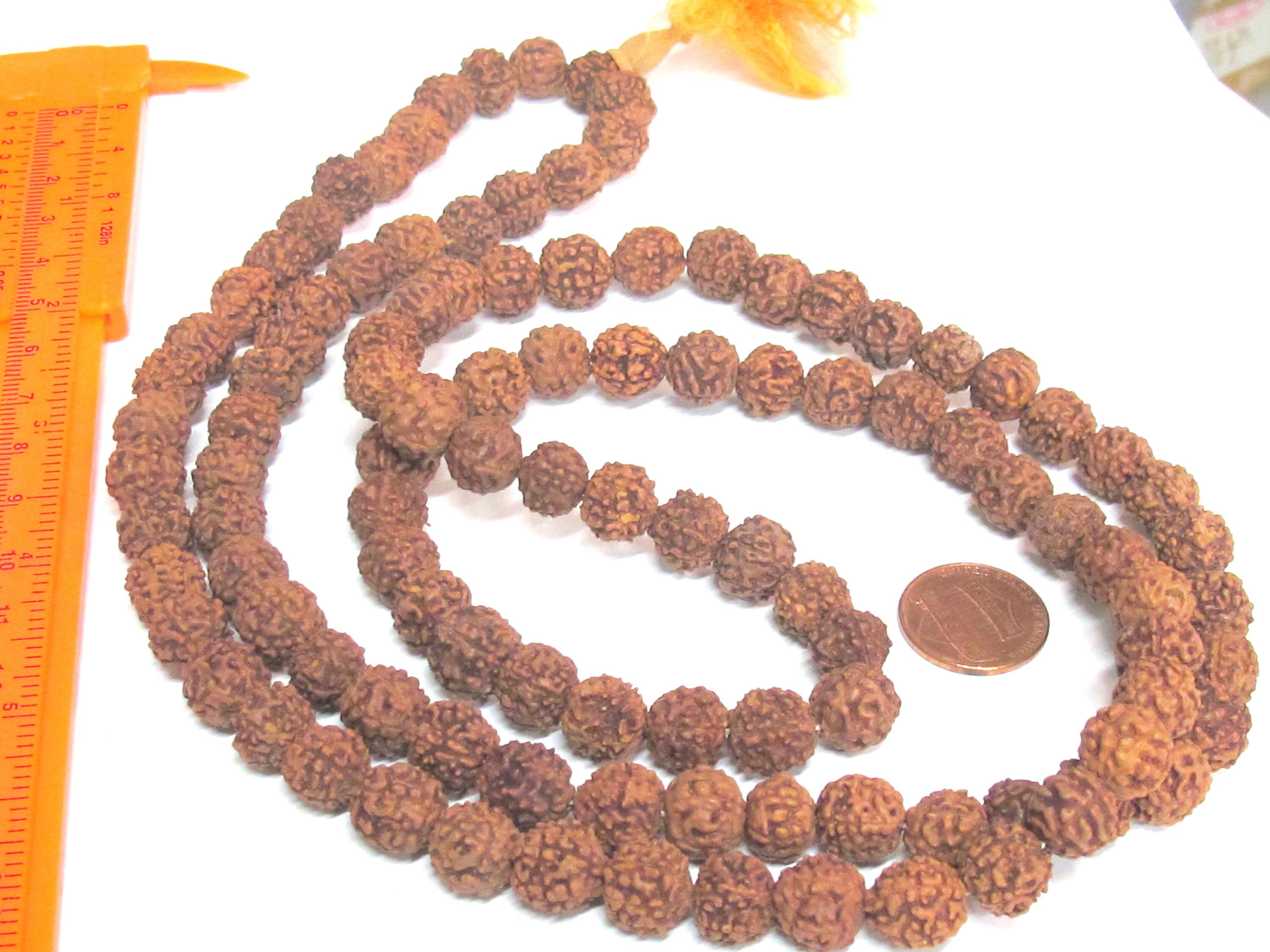 Rudraksha beads -108 beads-Natural Rudraksha seed beads from Nepal 9 - 10 mm - tibetan mala supplies Nepal rudraksha beads ML072A