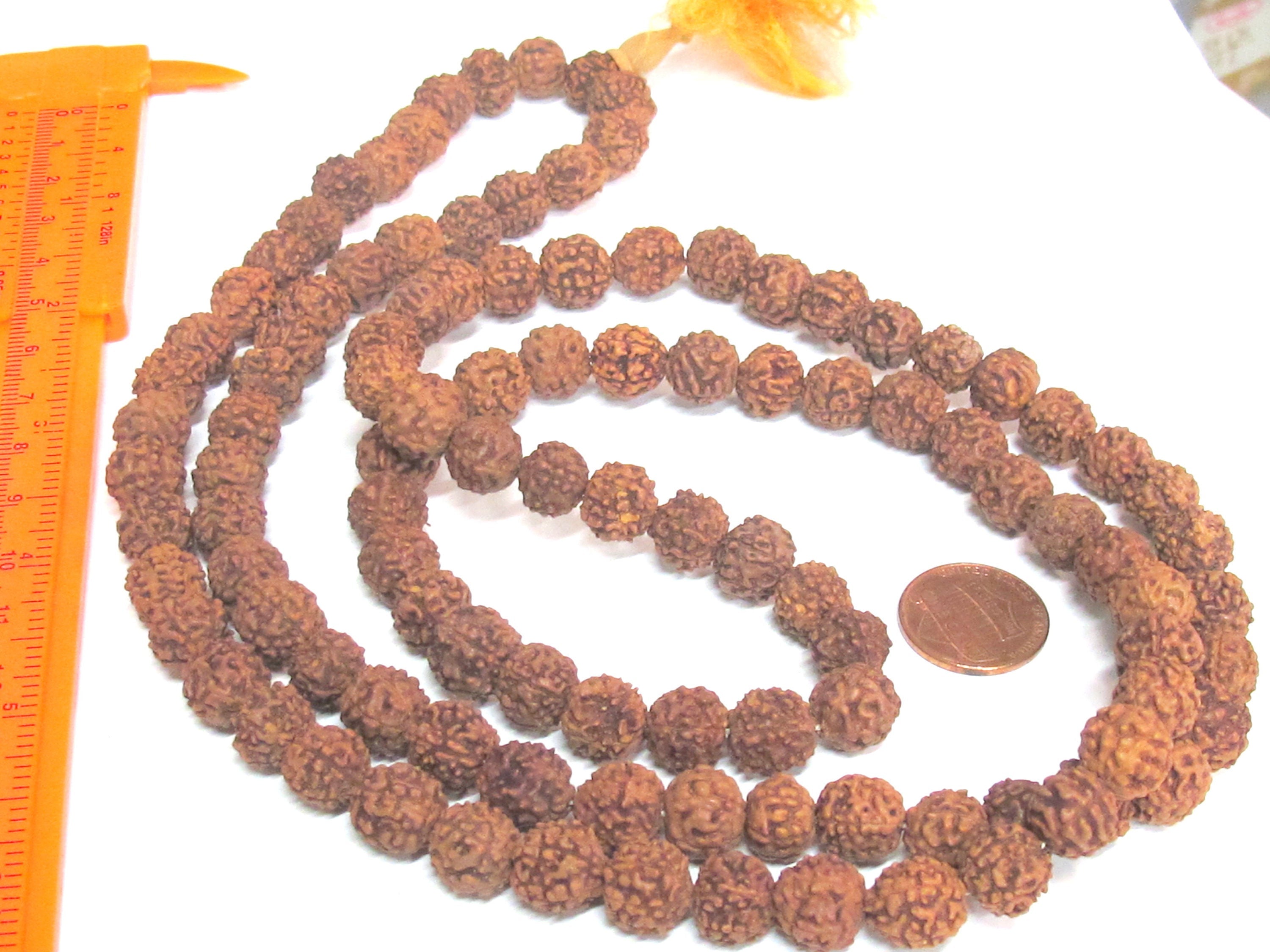 Rudraksha beads -108 beads-Natural Rudraksha seed beads from Nepal 9 - 10 mm - tibetan mala supplies Nepal rudraksha beads ML072A