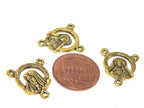 10 pieces - Rosary center medal piece connectors antiqued golden color small charms dual sided - rosary making - GB064s