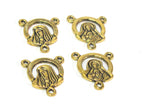 10 pieces - Rosary center medal piece connectors antiqued golden color small charms dual sided - rosary making - GB064s