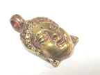 1 Pendant - Tibetan solid brass Buddha face pendant with mix coppery antiqued finish reverse side floral carving from Nepal - PM462C