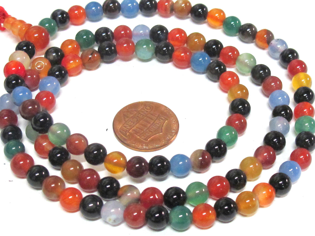 108 beads small 6 mm size mix color agate mala making Beads supply - ML003B