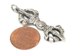Tibetan pendant - 1 Tibetan antiqued silver finish vajra dorje pendant from Nepal - CP044B