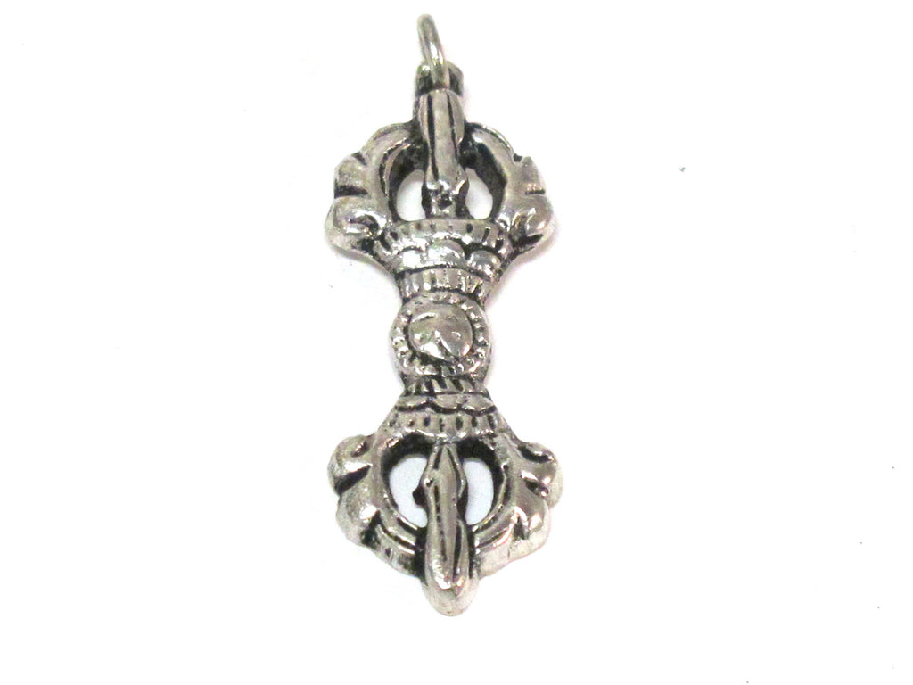Tibetan pendant - 1 Tibetan antiqued silver finish vajra dorje pendant from Nepal - CP044B