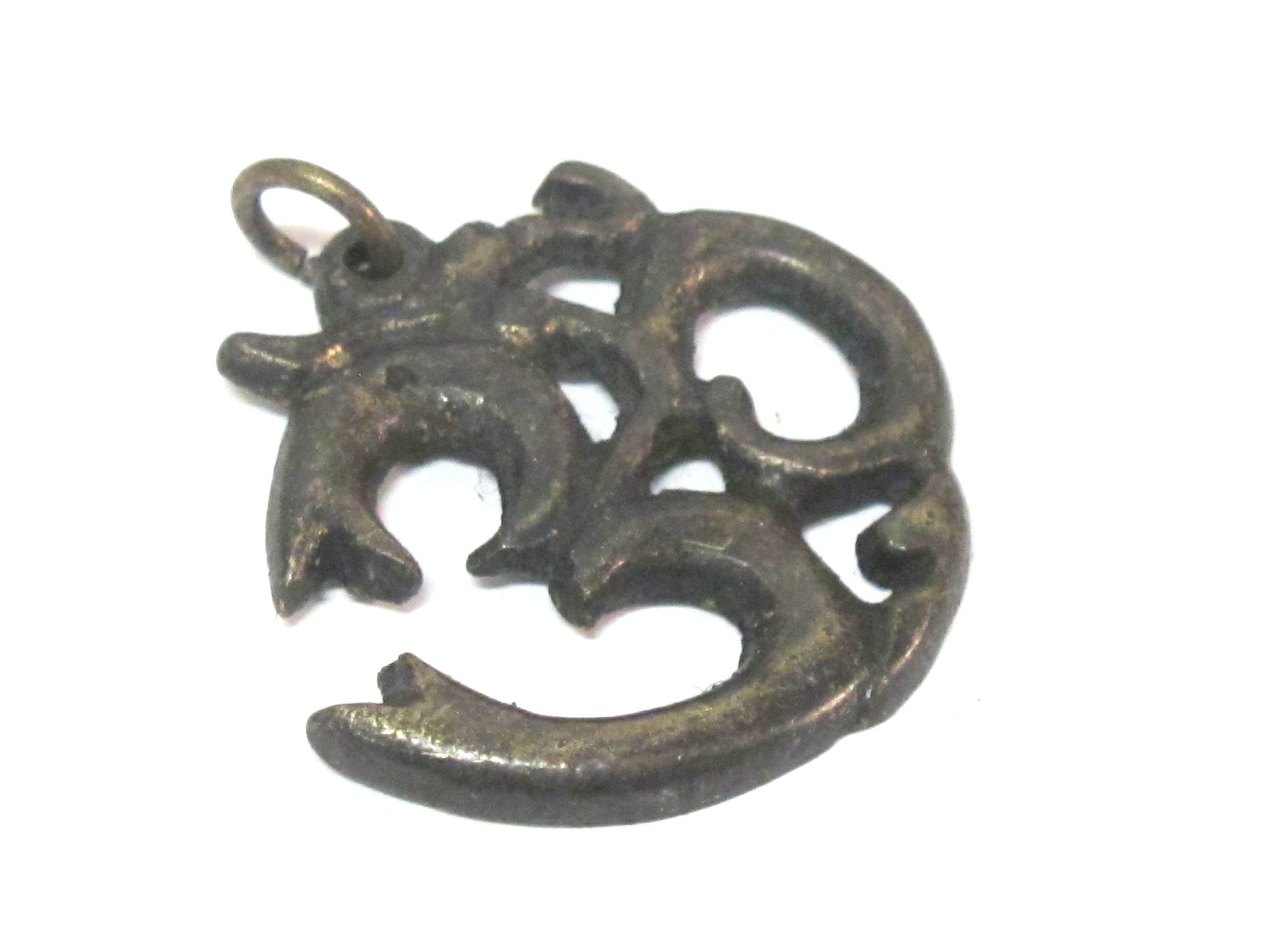 1 Pendant - Tibetan Brass Om pendant from Nepal with antiqued finish - CP021B