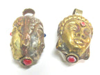 1 Pendant - Reversible dual sided two tone antiqued golden brass silver Tibetan Buddha pendant from Nepal-- PM584 Copyright Nepalbeadshop