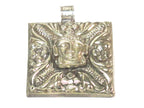 1 pendant - Tibetan silver square shape Buddha pendant detailed carving with floral design on other side - PM588A Copyright Nepalbeadshop