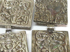 1 pendant - Tibetan silver square shape Buddha pendant detailed carving with floral design on other side - PM588A Copyright Nepalbeadshop