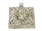 1 pendant - Tibetan silver square shape Buddha pendant detailed carving with phoenix eagle bird design on other side - PM588C