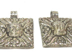 1 pendant - Tibetan silver square shape Buddha pendant detailed carving with phoenix eagle bird design on other side - PM588C