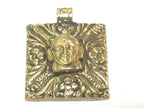 1 pendant - Tibetan buddha pendant - square shape Buddha pendant antiqued golden color phoenix eagle bird carving on other side - PM589C